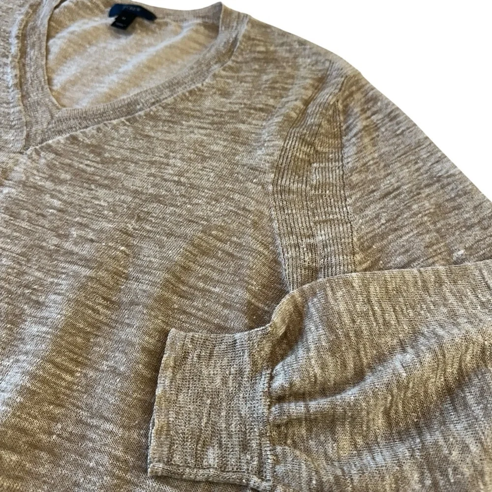 J.Crew Lightweight Linen‎ Blend Marled V Neck Sweater M